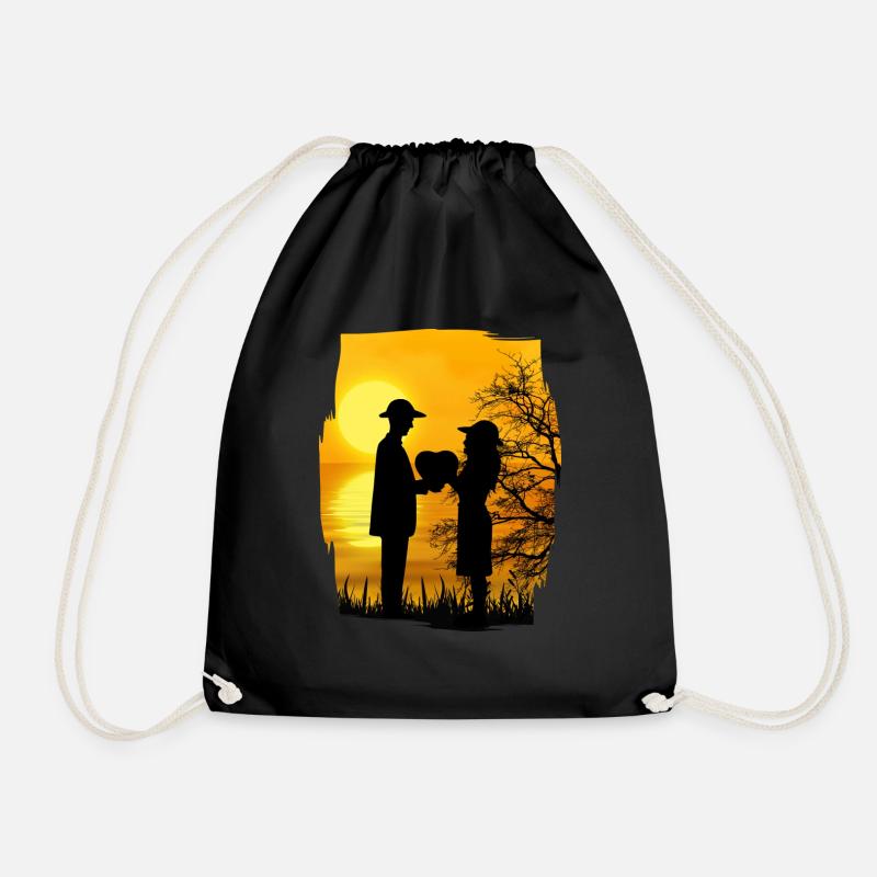 valentine - Drawstring Bag - black