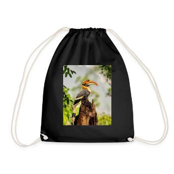 Great hornbill Bird - Drawstring Bag - black - Front