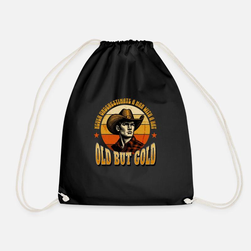 Old but Gold Cowboy Mann mit Hut - Turnbeutel - Schwarz
