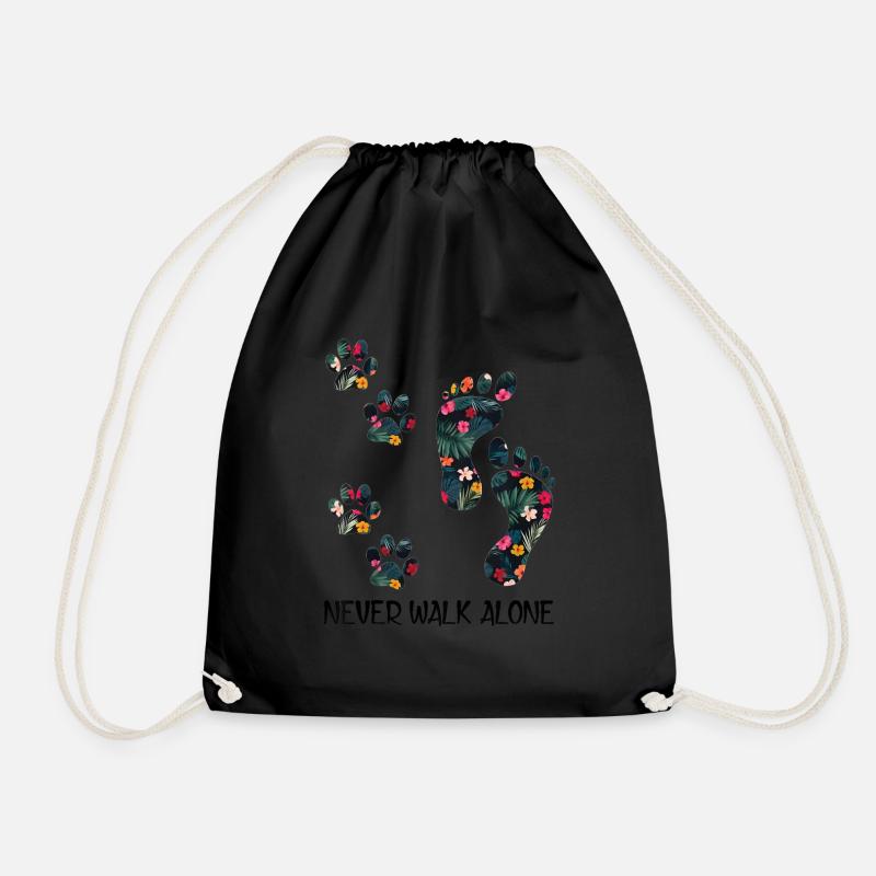 Never Walk Alone Pfote Hund Blume Shirt Hund Freunde - Turnbeutel - Schwarz