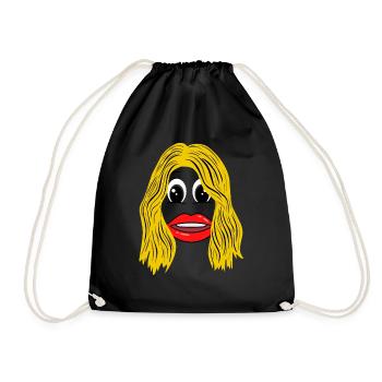 Blonde woman with lipstick - Drawstring Bag - black - Front