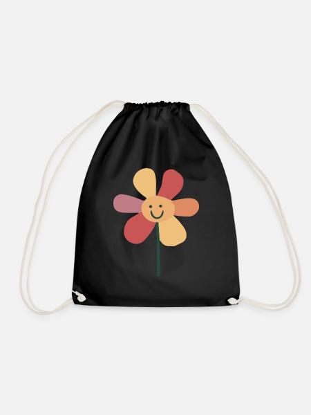 Single Flower - Drawstring Bag - black