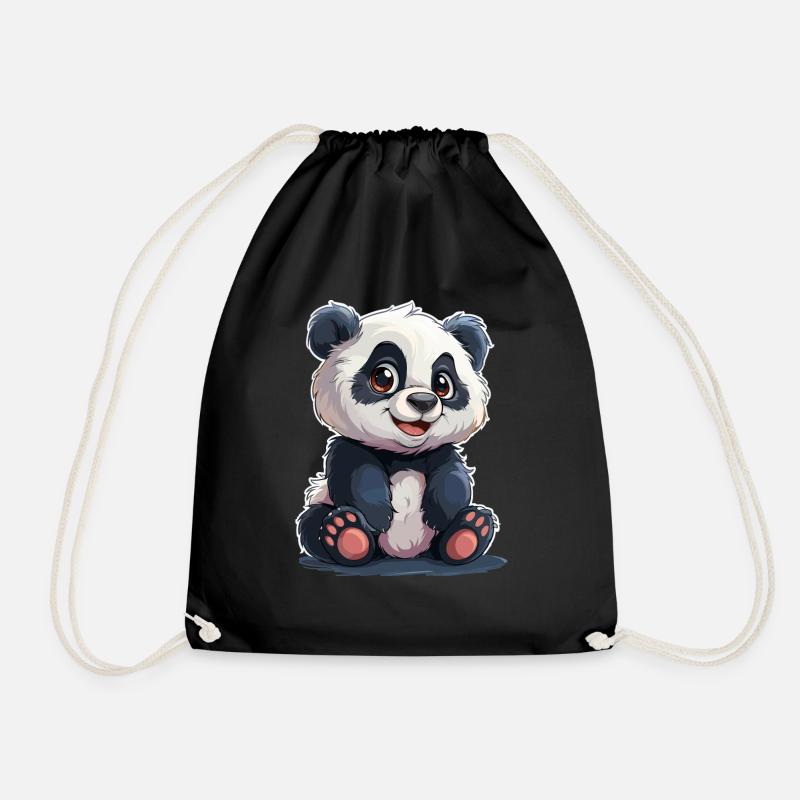Panda Süß mit strahlenden Augen - Turnbeutel - Schwarz