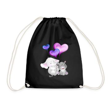 Elephant Balloon Hippopotamus - Drawstring Bag - black - Front
