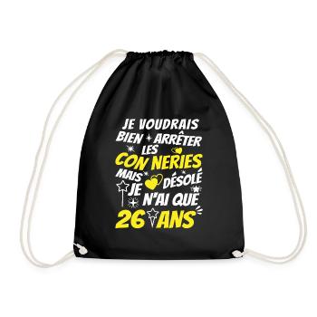 connerie 26 ans / humour anniversaire 26 ans - Sac de sport léger - noir - Devant