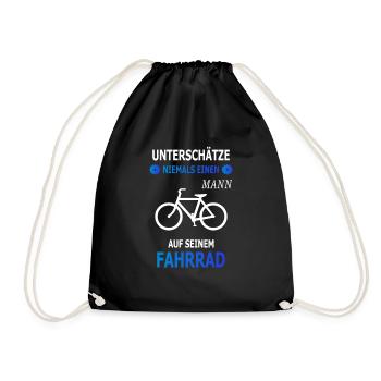Unterschätze niemals einen Mann - Fahrrad - Turnbeutel - Schwarz - Vorne