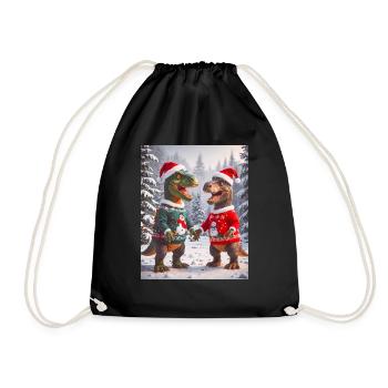 Dinosaurier hässlicher Weihnachtspullover Winter Weihnachten - Turnbeutel - Schwarz - Vorne