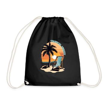 Tropical Nights Palme Strand Sonne Meer Vintage - Turnbeutel - Schwarz - Vorne