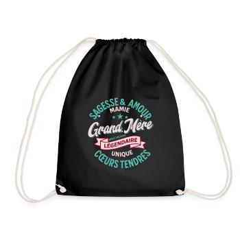 "Legendary Grandmother: Love and Wisdom" M2 - Drawstring Bag - black - Front