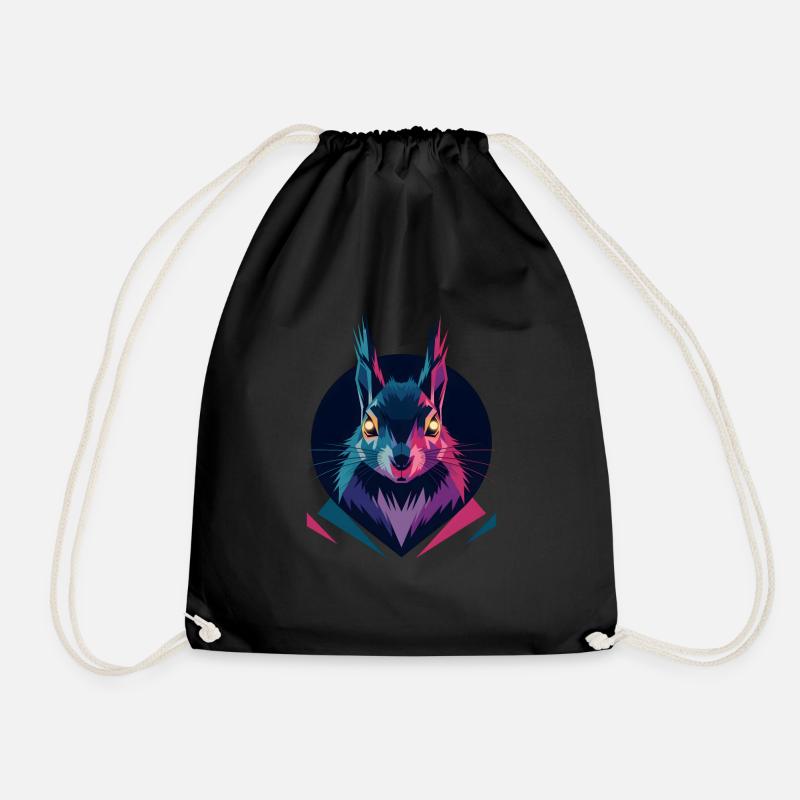 Low-Poly-Eichhörnchen - Turnbeutel - Schwarz