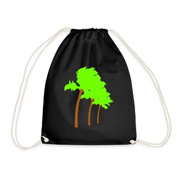 Lots of Palm Trees Row Island 3 Trees Beach Vacation Sea - Drawstring Bag - black - Front
