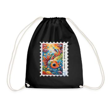 Illustration à l’aérographe « Poisson 02 » FR - Sac de sport léger - noir - Devant