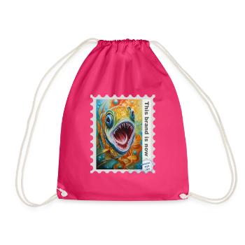 Airbrush-Illustration "Fische 04" EN - Turnbeutel - Fuchsia - Vorne
