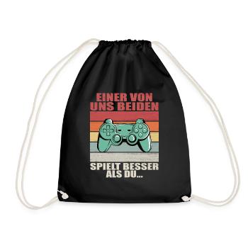 Gaming Retro Vintage lustiger Spruch - Turnbeutel - Schwarz - Vorne