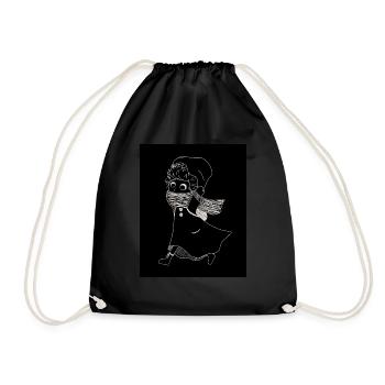 Lingonberry girl scurries away (black and white) - Drawstring Bag - black - Front