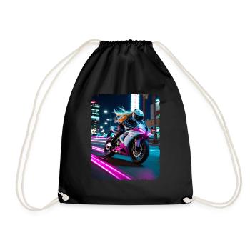 Femme à moto la nuit LA - Sac de sport léger - noir - Devant