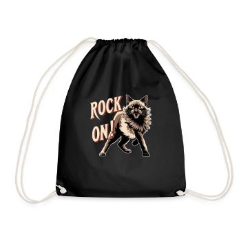 Cat - Rock on - Drawstring Bag - black - Front