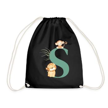 Lettre s vert animaux jungle - Sac de sport léger - noir - Devant