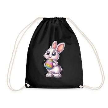 Cute Easter bunny with Easter egg - Drawstring Bag - black - Front