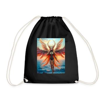Alkonost, Slavic mythical bird with a divine voice - Drawstring Bag - black - Front