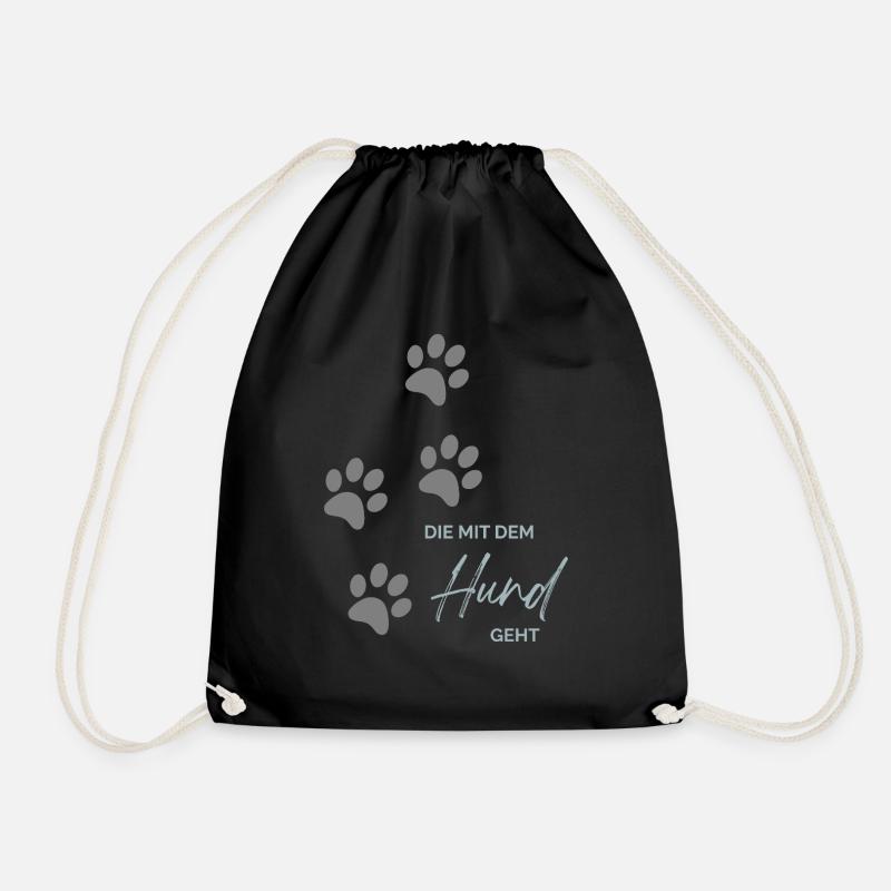 Die mit dem Hund geht - Turnbeutel - Schwarz