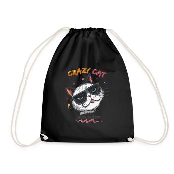 Angry Cartoon Cat with Angry Face - Drawstring Bag - black - Front