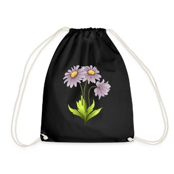 Blumen - Turnbeutel - Schwarz - Vorne