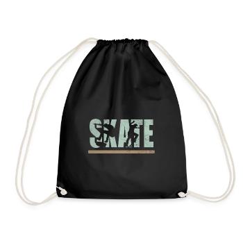 Skate skater skating skating skateboard boarding - Drawstring Bag - black - Front