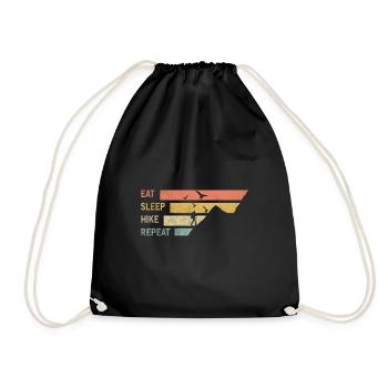 eat sleep hike repeat - Drawstring Bag - black - Front