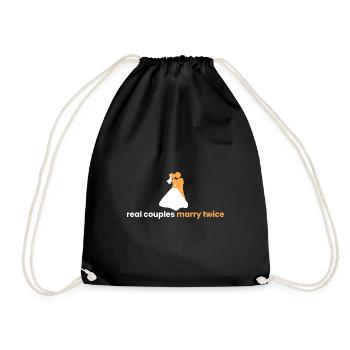 real couples marry twice - Drawstring Bag - black - Front