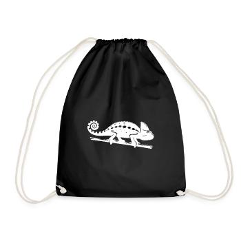 Chameleon Drawing in Ink Style - Drawstring Bag - black - Front