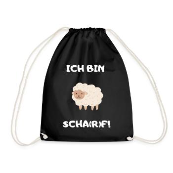 Lustiges Schaf Spruch ich bin Scharf - Turnbeutel - Schwarz - Vorne