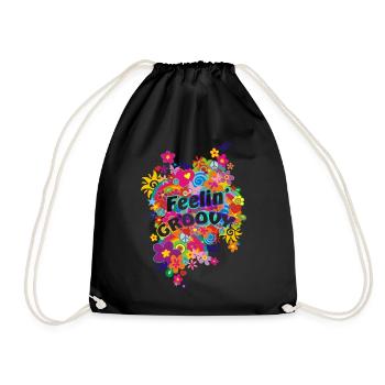 NEW FLOWER POWER RAINBOW - feelin 'groovy - Drawstring Bag - black - Front
