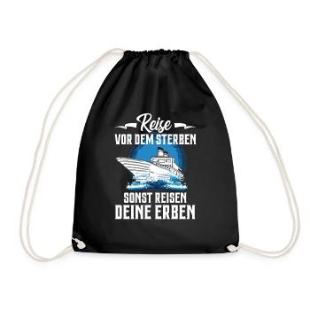 Kreuzfahrt Reisen Erben Schiff Urlaub Geschenk - Turnbeutel - Schwarz - Vorne