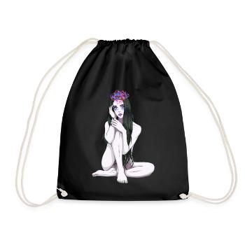 Jolie femme nue fleurs printemps nature fille - Sac de sport léger - noir - Devant