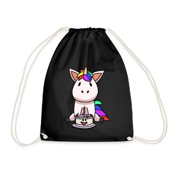 Licorne Gâteau d’anniversaire Gâteau enfant - Sac de sport léger - noir - Devant