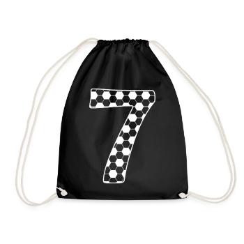 Football number 7 – Hexagon Style - Drawstring Bag - black - Front