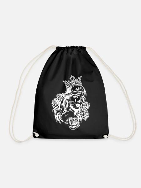 Queen Head (Partner Motif) - Drawstring Bag - black
