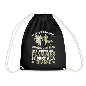 Sapeur pompier qui part à la chasse éteins flammes - Sac de sport léger - noir - Devant