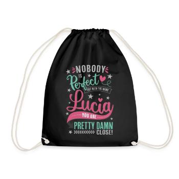 Lucia lustiger Spruch Namenstag Namensgeschenke - Turnbeutel - Schwarz - Vorne