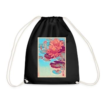 Seerosen Japanische Kunst - Turnbeutel - Schwarz - Vorne