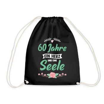 60 Jahre verheiratet Jahrestag sechzigster - Turnbeutel - Schwarz - Vorne