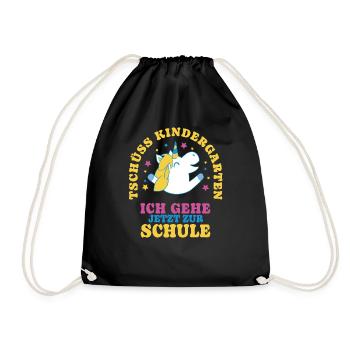 Einschulung Einhorn Tschüss Kindergarten - Turnbeutel - Schwarz - Vorne