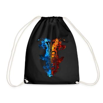 Trompete Rot Blau Feuer Musikinstrument Feuerkunst - Turnbeutel - Schwarz - Vorne