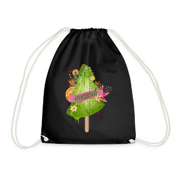 leuchtendes Weihnachtsbaum Eis u.Weihnachtsschmuck - Turnbeutel - Schwarz - Vorne