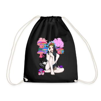 erotic spiritual occult ritual magic naked fairy - Drawstring Bag - black - Front