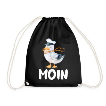 Moin - Lustige Seeman Möwe Nordsee - Turnbeutel - Schwarz - Vorne