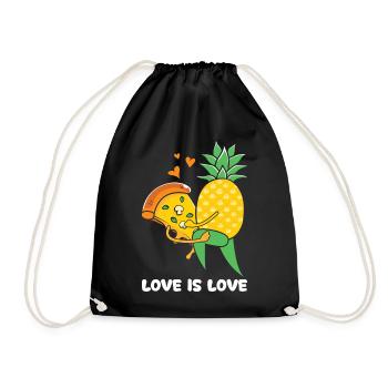 Love Is Love – Hawaiipizza Ananas Design - Turnbeutel - Schwarz - Vorne