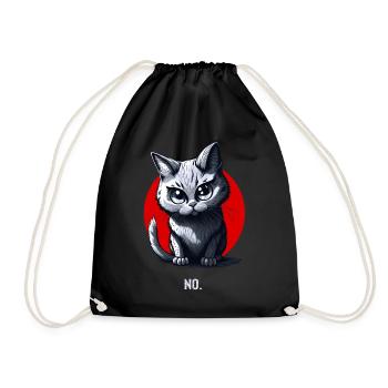 Dein Nein Statement im Katzendesign - Turnbeutel - Schwarz - Vorne