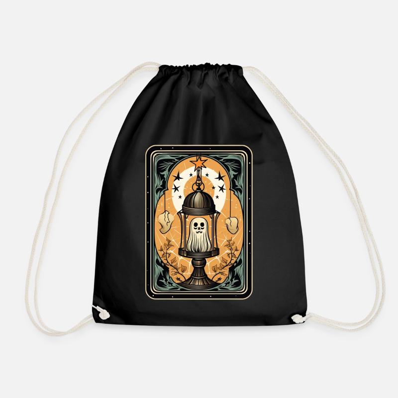 Ghost in a cage Tarot cage - Drawstring Bag - black